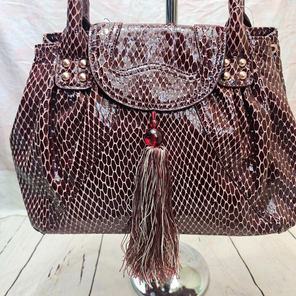 LA GIOE di TOSCANA The Italian Collection Snake Croc Print Patent Leather Bag